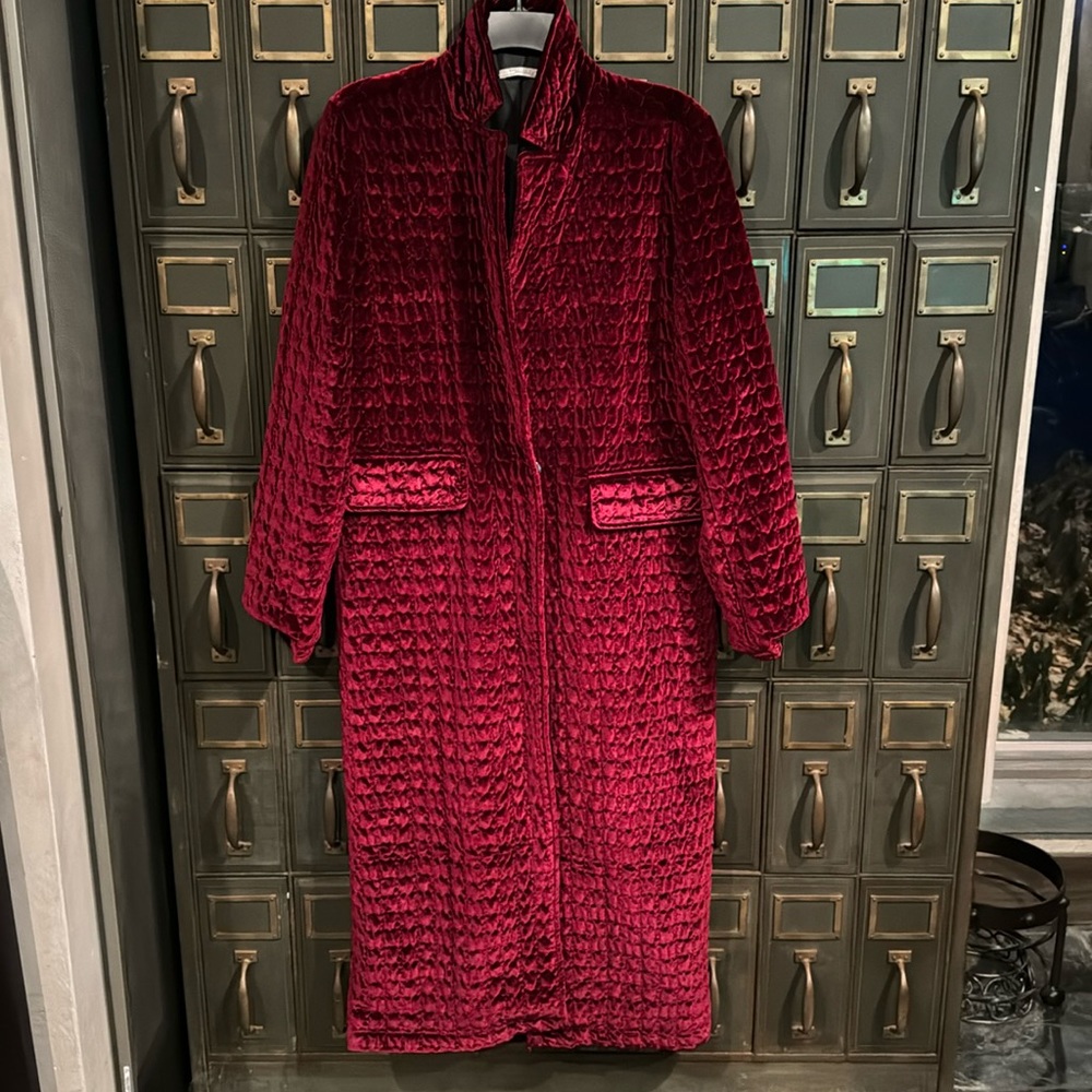 ZARA Quilted Velvet Coat